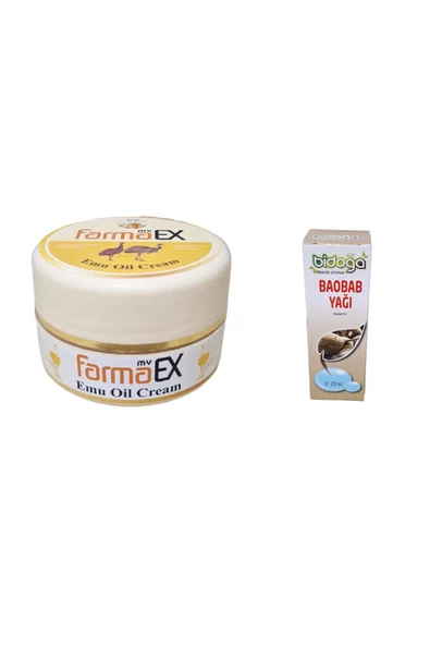 myfarmaex DEVE KUŞU YAĞI KREMİ ( EMU OİL CREAM ) + BAUBAB YAĞI MUHTEŞEM İKİLİ AVANTAJLI SET NHRRR ürün görseli 1