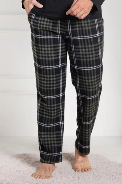 Mecit 3025 Erkek Yeşil Ekoseli Tek Pijama Altı ürün görseli 1