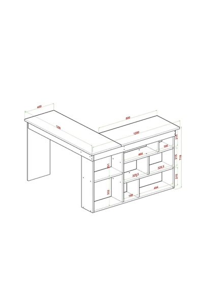 AYMOBSAN PERA RAFLI ÇALIŞMA MASASI BEYAZ - Resim 3