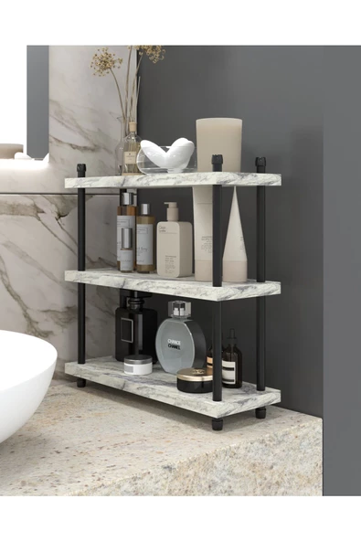 AYMOBSAN İnci Makyaj Ve Banyo Bakım Ürünleri Organizeri,çok Amaçlı Düzenleyici,raf Ünitesi,40 Cm Mermer Desen ürün görseli 1