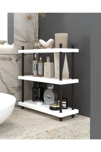 İnci Makyaj Ve Banyo Bakım Ürünleri Organizeri, Çok Amaçlı Düzenleyici, Raf Ünitesi, 40 Cm Beyaz ürün görseli 1