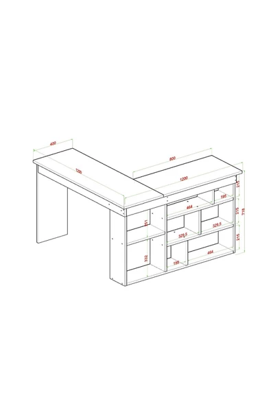 Pera Raflı Çalışma Masası Antrasit - Resim 3