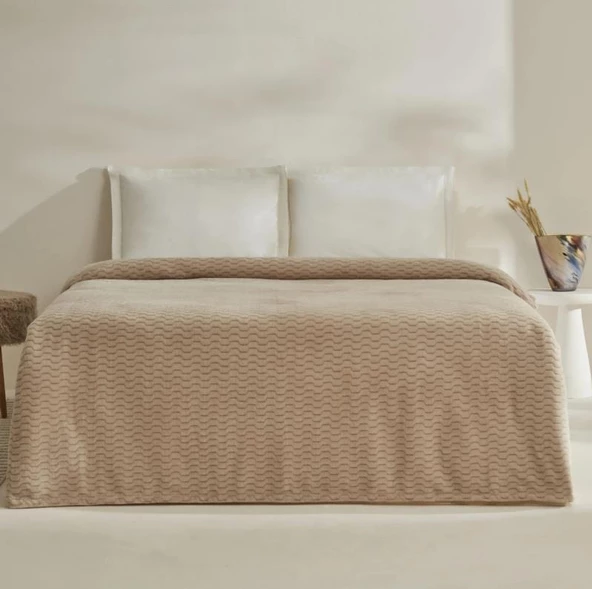 Karaca Home Raunda Ekru Tek Kişilik Weelsoft Battaniye ürün görseli 1