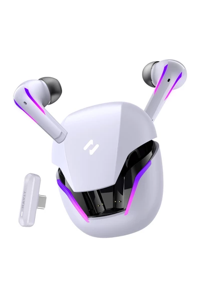 Havit  TW970 TWS RGB Gaming Bluetooth Kulaklık - 2.4GHz ve Bluetooth Modu - Beyaz ürün görseli 1