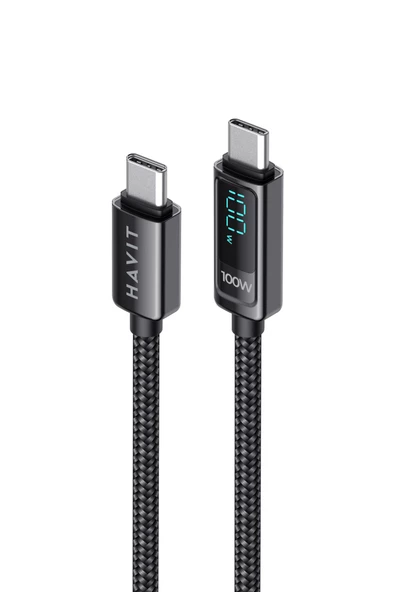 Havit CB6247 PD100W Type-C to Type-C Göstergeli Şarj Kablosu ürün görseli 1