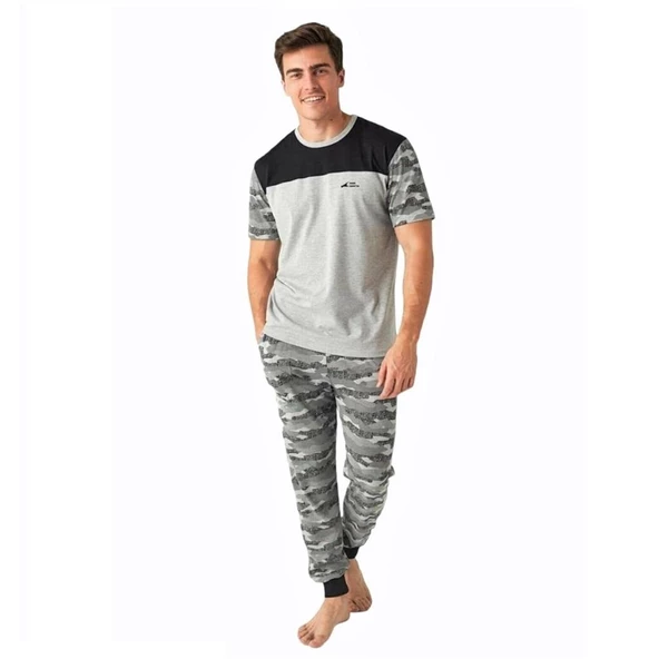 Mod Collection Kamuflaj Paçası Lastikli Erkek Pijama Takım ürün görseli 1