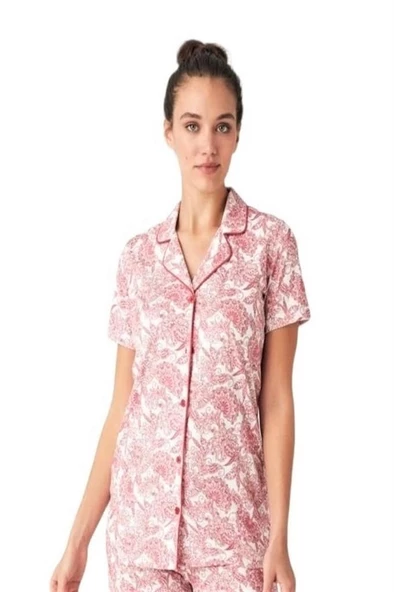 Mod Collection Boydan Düğmeli Gömlek Bayan Pijama Takım - Resim 3