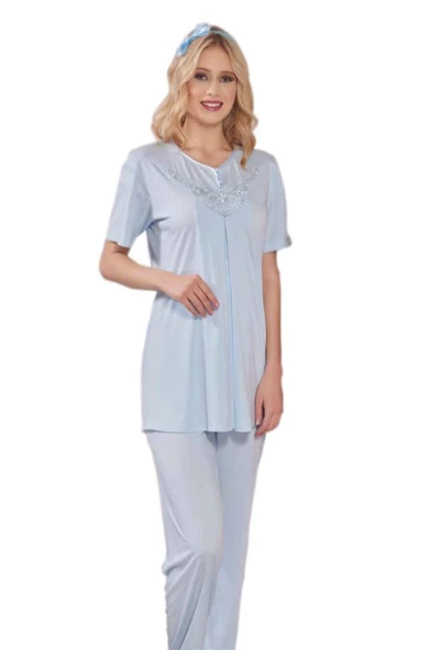 Emose 3940 Örme Dantel Lohusa Pijama Takım - Resim 3