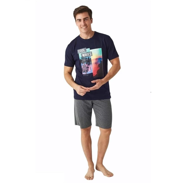 Mod Collection Baskılı Kısa Kol Erkek Şort Takım ürün görseli 1