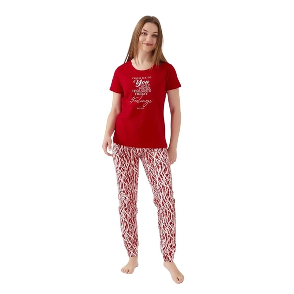 Pierre Cardin Sıfır Yaka Pamuklu Kısa Kol Bayan Pijama Takım ürün görseli 1