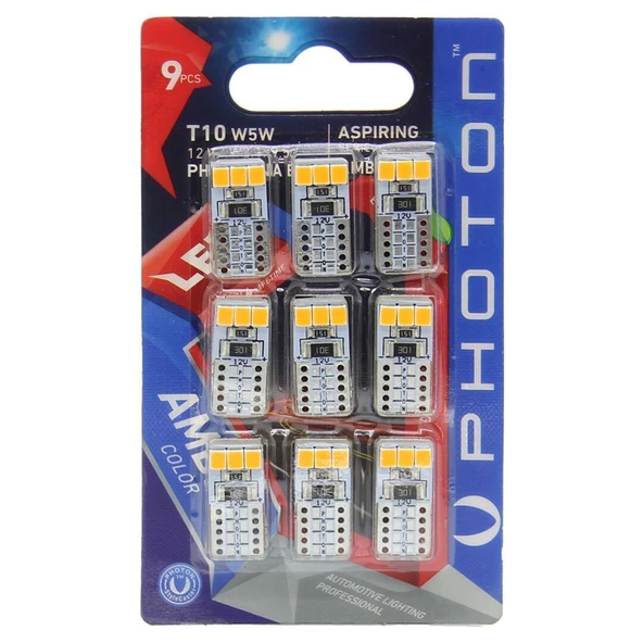 Photon T10 W5W Turuncu Led Modül Blister 9'lu Paket ürün görseli 1