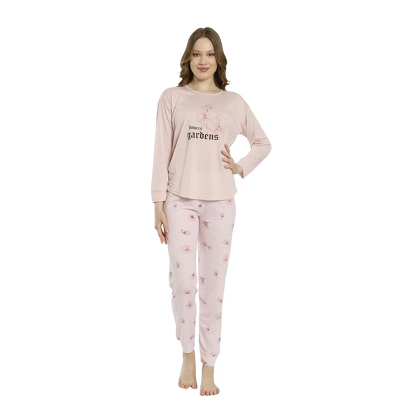 Estiva Desenli Uzun Kol Viskon Bayan Pijama Takım ürün görseli 1