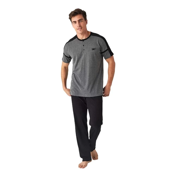 Mod Collection Sıfır Yaka Kısa Kol Erkek Pijama Takım ürün görseli 1