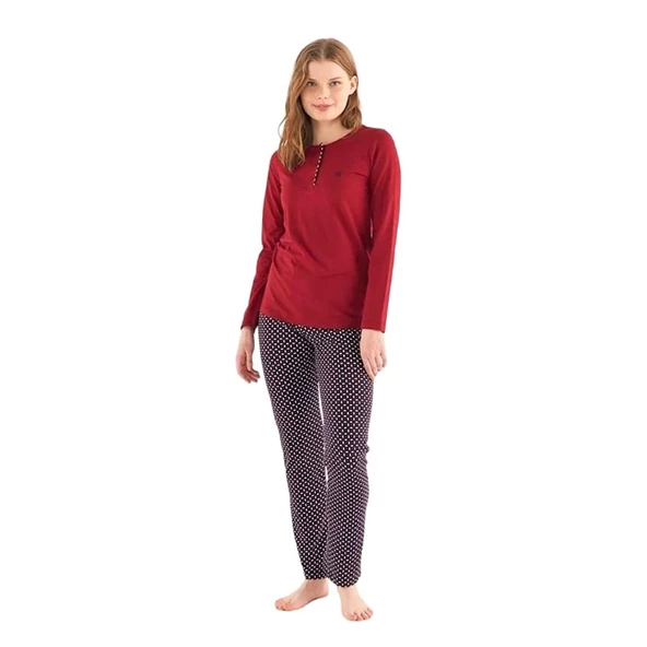 Mod Collection Patlı Pamuklu Desenli Bayan Pijama Takım ürün görseli 1
