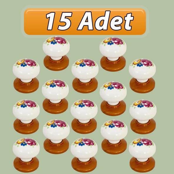 15 Adet Menekşe Kulp Beyaz Polimer Düğme Kulp Bakır Tablalı Mobilya Mutfak Dolabı Çekmece Kulbu Kulpları ürün görseli 1