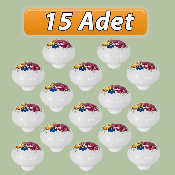 15 Adet Menekşe Kulp Beyaz Polimer Düğme Kulp Mantar Mobilya Mutfak Dolabı Çekmece Kulbu Kulpları ürün görseli 1