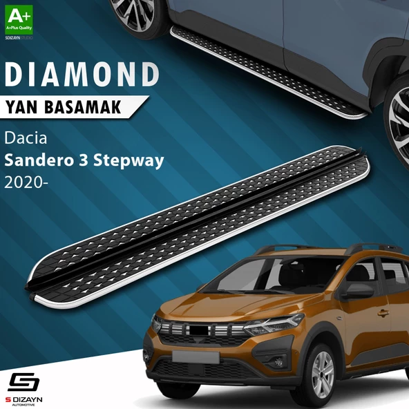 S-Dizayn Dacia Sandero 3 Stepway Diamond Krom Yan Basamak 183 Cm 2020 Üzeri ürün görseli 1