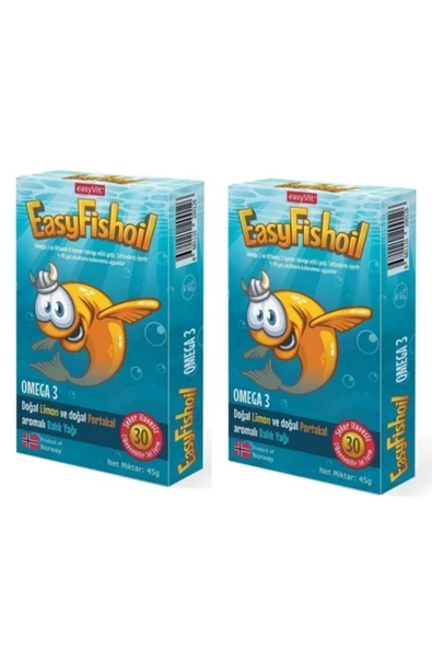 Easyfishoil Balık Yağı Çiğnenebilir Portakal ve Limon Aromalı 30 Tablet X 2 Adet ürün görseli 1
