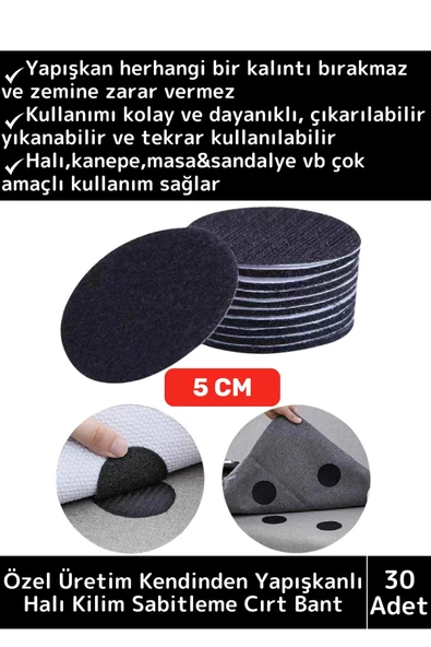 Özel Kendinden Yapışkanlı Yıkanabilir Tekrar Kullanılabilir Halı Kilim Kaydırmaz Cırt Bant 30 Adet ürün görseli 1