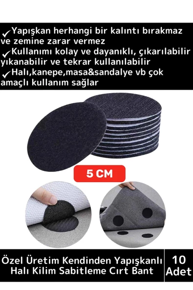 Özel Kendinden Yapışkanlı Yıkanabilir Tekrar Kullanılabilir Halı Kilim Kaydırmaz Cırt Bant 10 Adet ürün görseli 1