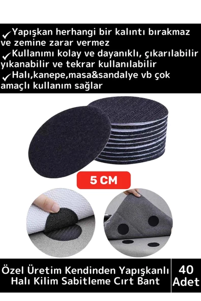 Özel Kendinden Yapışkanlı Yıkanabilir Tekrar Kullanılabilir Halı Kilim Kaydırmaz Cırt Bant 40 Adet ürün görseli 1