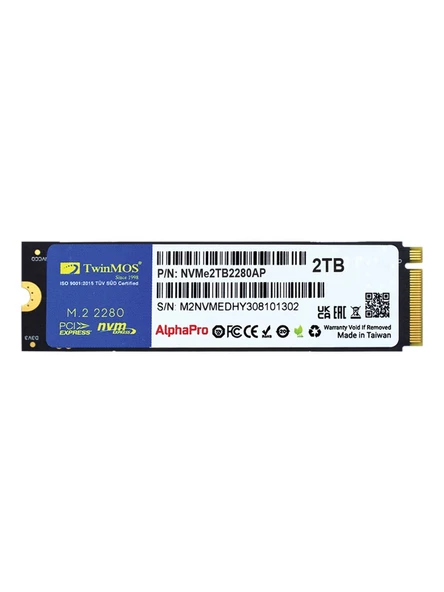 TwinMOS AlphaPro NVMe2TB2280AP 2TB (3600/3250MB/s) M.2 2280 PCIe 3.0 NVMe SSD ürün görseli 1
