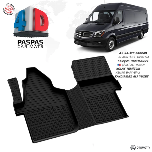 Mercedes Sprinter W906 Ön Çiftli Koltuk 4D Havuzlu Paspas 2006 Model Ve Sonrası ürün görseli 1