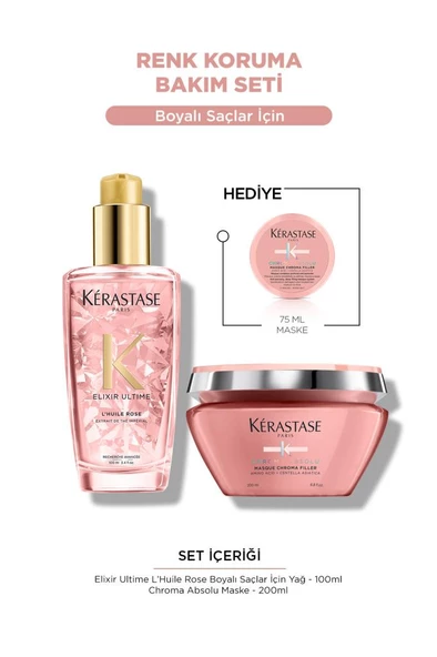 Kerastase Chroma Absolu & Elixir Rose Boyalı Saçlar Için Hediyeli Saç Bakım Seti ürün görseli 1