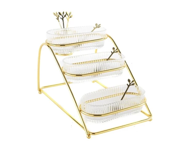 Mikasa Moor Gold 3 Katlı Metal Cam Servis 31x19x20cm P350.824176 ürün görseli 1