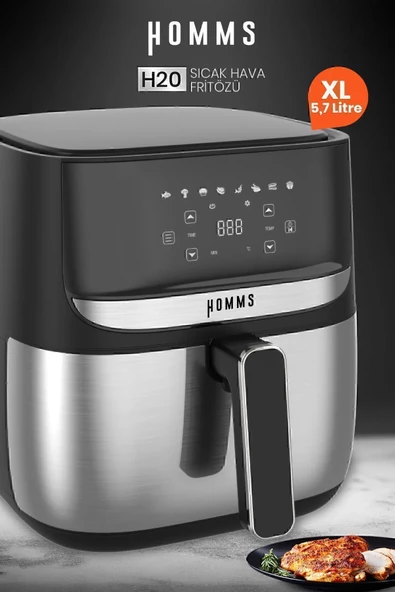 H20 1700 Watt XL Dijital Dokunmatik 8 Ön Programlı Airfryer Yağsız Kızartma Sıcak Hava Fritöz ürün görseli 1