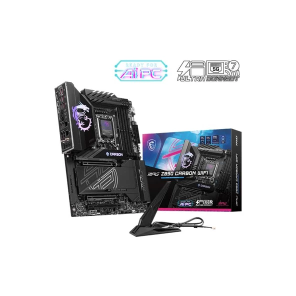 MSI MB MPG Z890 CARBON WIFI SOKET 1851 DDR5 9200MHZOC USB 20Gbps 5xM.2 2xTB4 HDMI DISPLAY 1x5G 1x 2,5 LAN WIFI 7 ATX ürün görseli 1