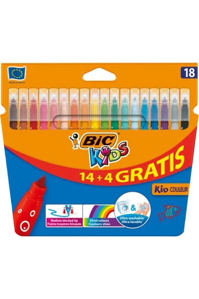 Kids Couleur (Ultra Yıkanabilir) Keçeli Boya Kalemi 14+4 ürün görseli 1