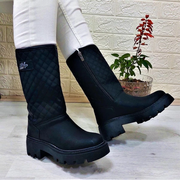 M.P 1397 Siyah Fermuarlı Kaymaz Kürklü 33cm Kadın Çizme ürün görseli 1