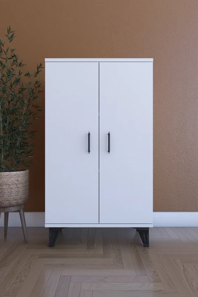 Dienni LIJ1500002AACYCA 2 Kapaklı, Ayarlanabilir Raflı Çok Amaçlı Dolap, Mutfak Dolabı, Banyo Dolabı Beyaz, 101x60x30 cm ürün görseli 1