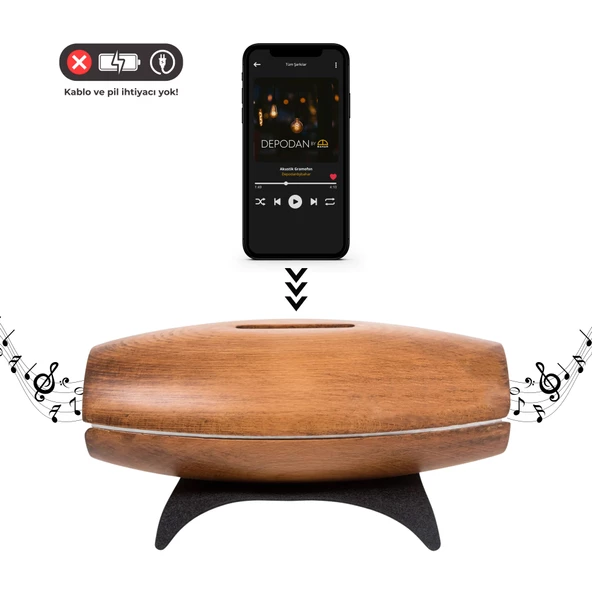 Tone Koyu Ceviz Akustik Gramofon - Resim 2