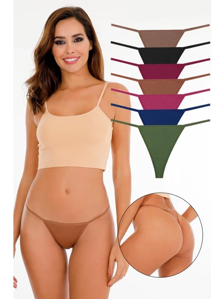 Sensu Kadın Ipli Brazilian Tanga 7li Külot Set Karışık Renkler KTS3022 ürün görseli 1