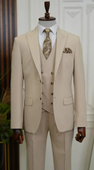 LONATOLİA Erkek Takım Elbise İtalyan Stil Slim Fit Ceket Yelek Pantolon Kırlangıç Yaka ürün görseli 1