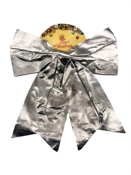 Yılbaşı Fiyonk Saten Parlak 25 Cm Gümüş ürün görseli 1