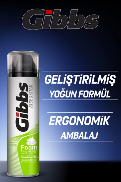GİBBS Sensitive Tıraş Köpüğü 4x200ml - Resim 3