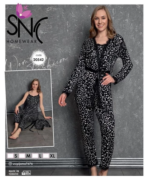 Snc Pijama Kadın Siyah Desenli ürün görseli 1