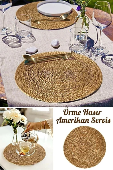 Btm Home Hasır Jüt Supla 6'lı Amerikan Servis seti 32 Cm Çap Supla 6 Lı ürün görseli 1