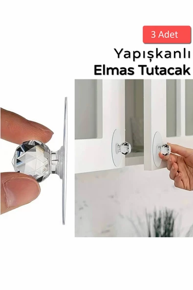 btmhome Kendinden Yapışkanlı Çekmece, Kapı, Dolap, Kapı Düğmesi Çok Amaçlı 3 Adet ürün görseli 1