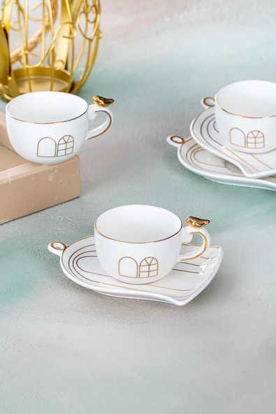 btmhome June 6 Kişilik Porselen Kahve Fincanı Takımı Seti - 90 ml ürün görseli 1