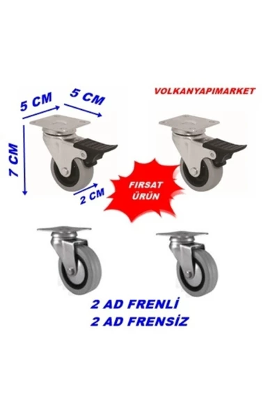 ÖZBEK Mobilya -masa-dolap-sehpa Tekeri 4 Ad 2 Frenli 2 Frensiz ürün görseli 1