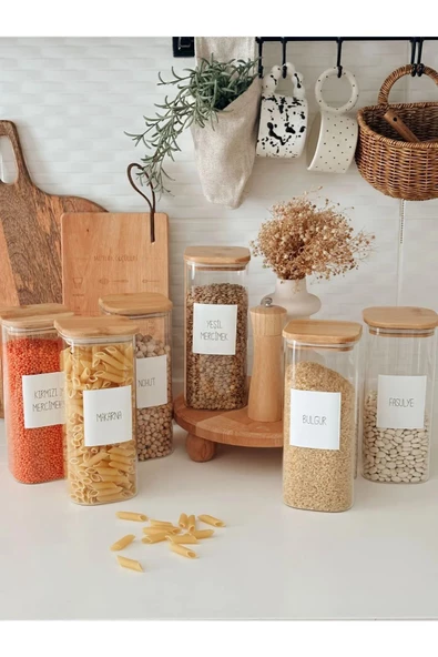 btmhome 1300 ml Bambu Kare Kapaklı Cam Kavanoz Seti 3 Adet ürün görseli 1