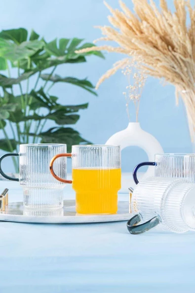 btmhome 4 lü Kurplu Cam Bardak Seti 350 ml ürün görseli 1