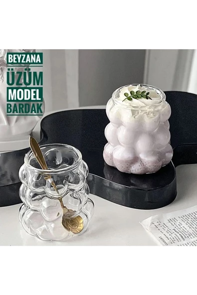 btmhome Isıya Dayanıklı Borosilikat Bardak Popüler Bardak Sunum ve Kahve Bardağı Üzüm Model ürün görseli 1