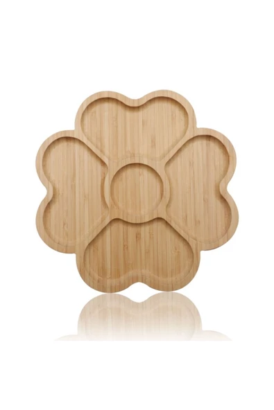 btmhome Dekoratif Bambu Sunumluk Tabak Bölmeli Servis Tabağı 25 X 14 Cm ürün görseli 1