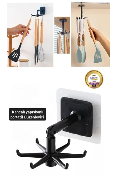 Btm Home Yapışkanlı 360° Döndürülebilir Pençeli Saklama Banyo Havlusu Rafı Mutfak Düzenleyici Kancaları ürün görseli 1