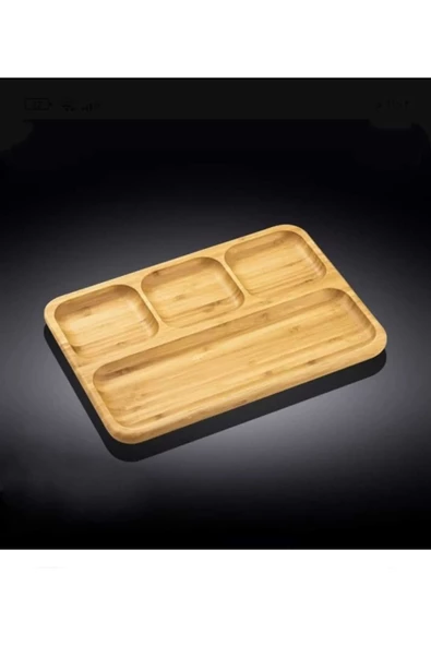 btmhome Dekoratif Bambu Sunumluk Tabak Bölmeli Servis Tabağı Çerezlik 25 x 14 cm ürün görseli 1
